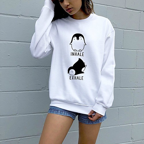

Women's Hoodie Sweatshirt Graphic Text Letter Daily Weekend Basic Casual Hoodies Sweatshirts Cotton Slim White