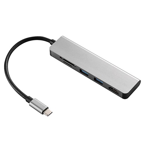 

ZS-KL21701 5 in 1 USB C to HDMI-compatible SD TF Card Reader 2 Ports USB 3.0 Hub HDMI-compatible Adapter for MacBookPro2020