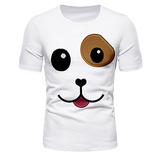 

Men's T shirt Graphic Print Short Sleeve Daily Tops Basic Round Neck White
