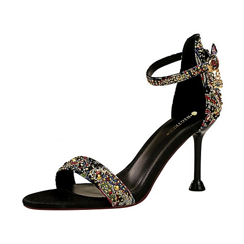 

Women's Heels Stiletto Heel Open Toe Daily PU Solid Colored Black Champagne Green