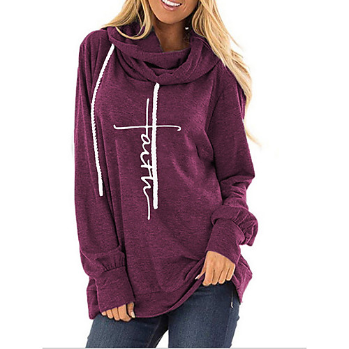 

Women's Hoodie Pullover Graphic Text Letter Daily Casual Hoodies Sweatshirts Blue Purple Gray