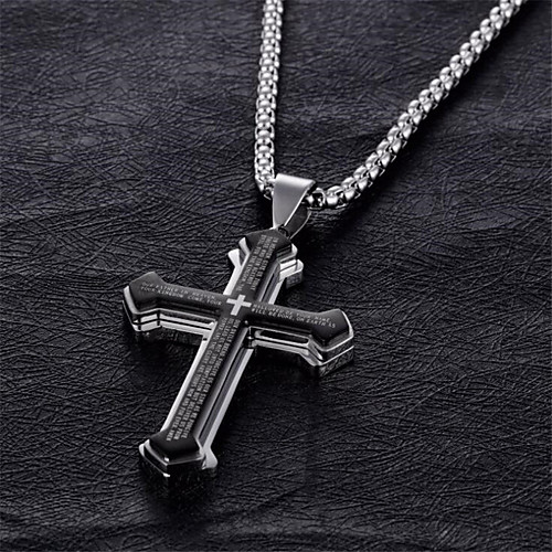 

Men's Couple's Pendant Necklace Classic Cross Fashion Titanium Steel Black 60 cm Necklace Jewelry 1pc For Anniversary Festival