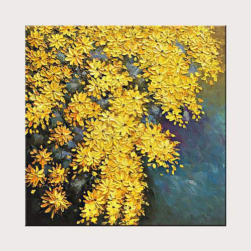 

Oil Painting Hand Painted Square Abstract Floral / Botanical Modern Rolled Canvas (No Frame)
