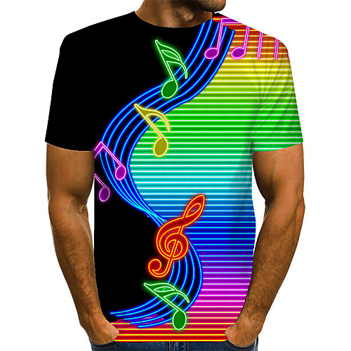 

Men's T shirt Shirt Graphic Print Short Sleeve Daily Tops Basic Exaggerated Round Neck Rainbow