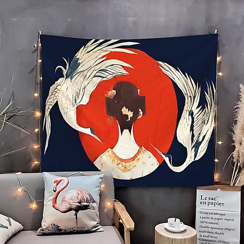 

Japanese Painting Style Ukiyo-e Wall Tapestry Art Decor Blanket Curtain Hanging Home Bedroom Living Room Decoration Ukiyo-e Kimono Wowen Geisha Crane