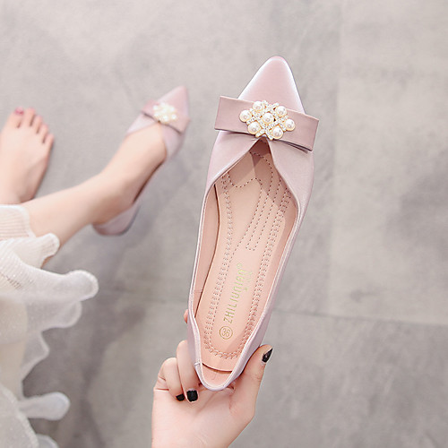 

Women's Flats Flat Heel Pointed Toe Closed Toe Basic Casual Daily Walking Shoes PU Rhinestone Solid Colored Almond Green / Blue Pink / Booties / Ankle Boots