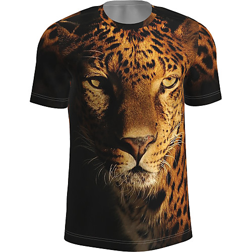 

Men's T shirt Graphic Animal Print Short Sleeve Daily Tops Basic Yellow