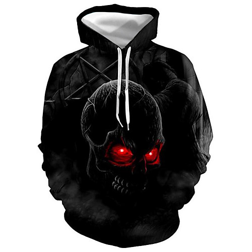 

Men's Hoodie Graphic Skull Hooded Halloween Daily Basic Casual Hoodies Sweatshirts Black