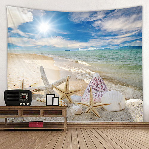 

Starfish on the Beach Digital Printed Tapestry Decor Wall Art Tablecloths Bedspread Picnic Blanket Beach Throw Tapestries Colorful Bedroom Hall Dorm Living Room Hanging