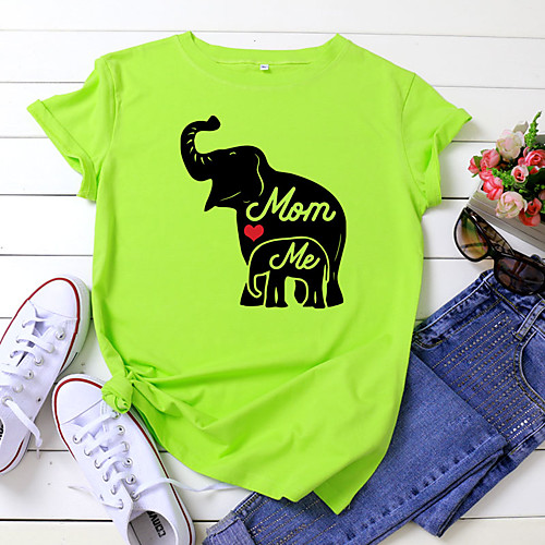 

Women's T shirt Graphic Text Letter Print Round Neck Basic Tops 100% Cotton White Black Yellow