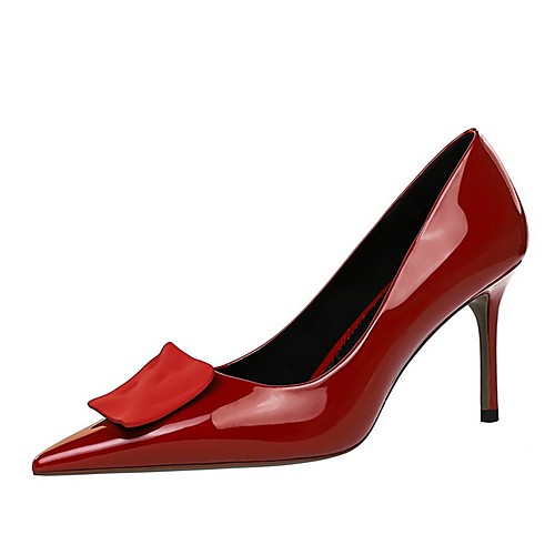 

Women's Heels Pumps Pointed Toe Daily PU Solid Colored Nude Black Red
