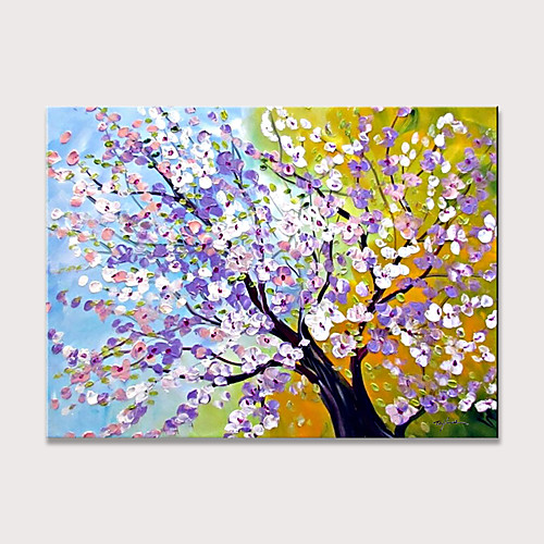 

Oil Painting Hand Painted Horizontal Abstract Floral / Botanical Modern Rolled Canvas (No Frame)