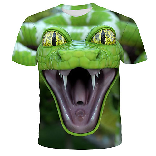 

Men's T shirt Shirt Graphic Animal Print Short Sleeve Daily Tops Streetwear Exaggerated Round Neck Green