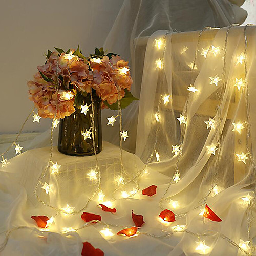 

6M 40LED Star String Lights Twinkle Garlands Battery Powered LED Fairy Lights For Christmas Wedding Holiday Party Decorative Lamp Without Battery