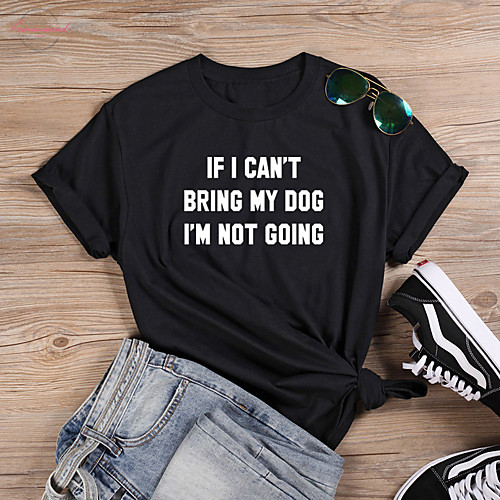 

Women's T shirt Graphic Text Graphic Prints Print Round Neck Basic Tops 100% Cotton White Black Red