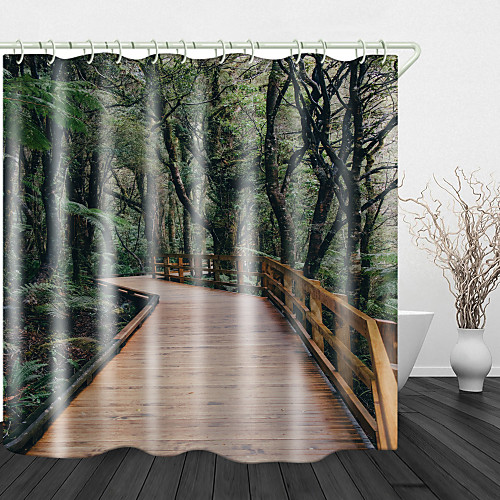 

Solid Wood Forest Corridor Digital Print Waterproof Fabric Shower Curtain For Bathroom Home Decor Covered Bathtub Curtains Liner Includes With Hooks