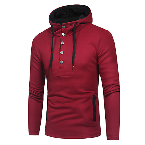 

Men's Hoodie Solid Colored Hooded Basic Hoodies Sweatshirts Wine Gray Black