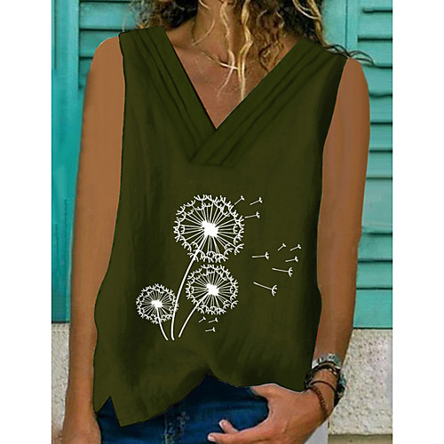 

Women's Blouse Tank Top Vest Graphic V Neck Tops Yellow Army Green Gray