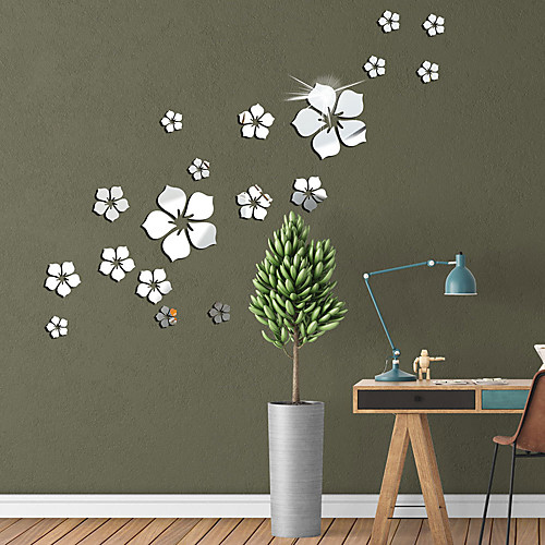 

Flower Pattern Wall Sticker Home Decor 3D Wall Decal Art DIY Mirror Wall Stickers Living Room Decoration Silver/Gold/Black/Red/Blue