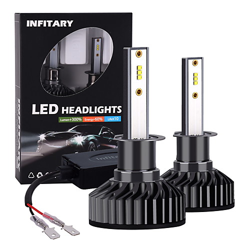 

Infitary 2pcs H1 LED ZES Chip High Power Car Headlight 72W 6500K Pure White Light Auto LED Car Bulbs