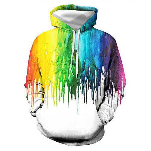 

Men's Plus Size Hoodie Graphic Hooded Daily Club Basic Casual Hoodies Sweatshirts Rainbow