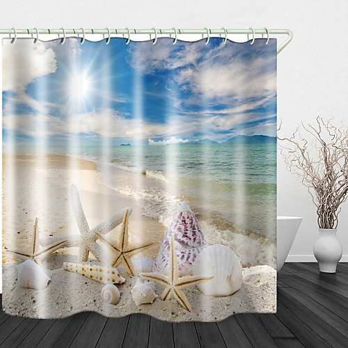 

Sunny Beach Digital Print Waterproof Fabric Shower Curtain For Bathroom Home Decor Covered Bathtub Curtains Liner Includes With Hooks 72 Inch