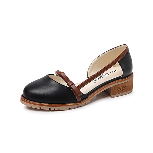 

Women's Heels Chunky Heel Round Toe Classic Daily PU Solid Colored Almond Black
