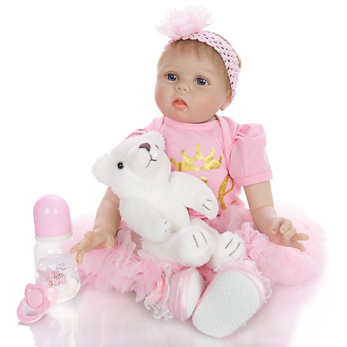 

KEIUMI 22 inch Reborn Doll Baby & Toddler Toy Reborn Toddler Doll Baby Girl Gift Cute Lovely Parent-Child Interaction Tipped and Sealed Nails Half Silicone and Cloth Body with Clothes and Accessories