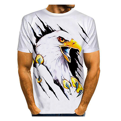 

Men's T shirt Shirt Graphic Animal Print Short Sleeve Daily Tops Basic Round Neck White
