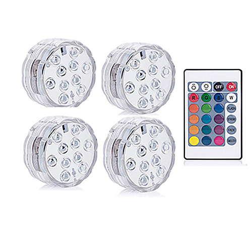 

2 W 4pcs Remote Controlled Underwater Lights 4.5 V RGB 10 Outdoor Lighting Swimming pool Suitable for Vases & Aquariums LED Beads Valentine's Day Christmas