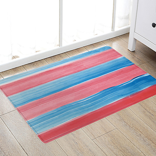 

Blue Pink Cloth Strips Modern Bath Mats Nonwoven / Memory Foam Novelty Bathroom
