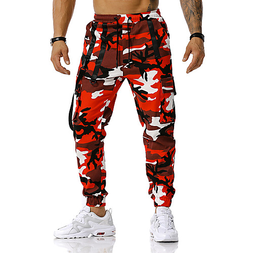 

Men's Tactical Cargo Pants Camouflage Full Length Trousers Sweatpants Running Blue Red Orange Green Light gray