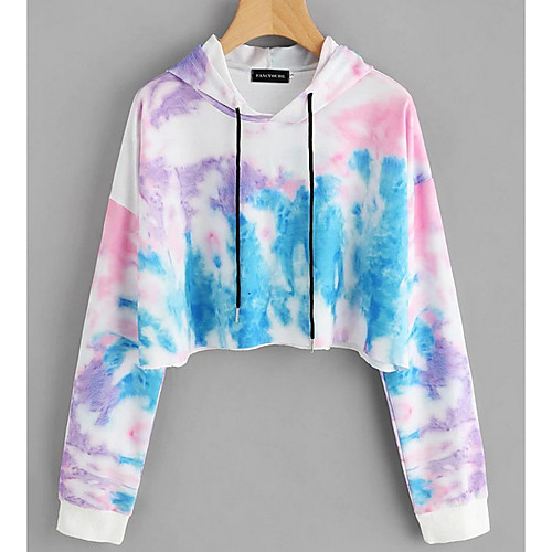 

Women's Hoodie Cropped Hoddie Tie Dye Casual Hoodies Sweatshirts Blue