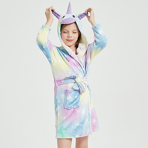 

Kid's Kigurumi Pajamas Bathrobe Oodie Unicorn Flying Horse Onesie Pajamas Flannel Fabric Purple Cosplay For Boys and Girls Animal Sleepwear Cartoon Festival / Holiday Costumes / Bath Robe