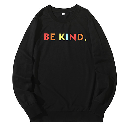

Women's Pullover Hoodie Sweatshirt Rainbow Graphic Text Daily Casual Hoodies Sweatshirts Blue Yellow Blushing Pink / Letter