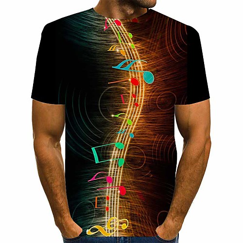 

Men's T shirt Shirt Graphic Print Short Sleeve Daily Tops Basic Exaggerated Round Neck Black