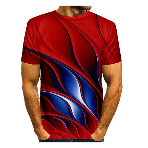 

Men's T shirt Shirt Graphic Print Short Sleeve Daily Tops Basic Round Neck Wine