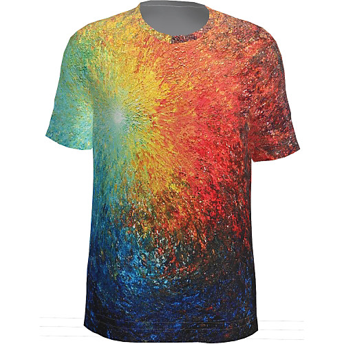 

Men's T shirt Graphic Short Sleeve Daily Tops Basic Rainbow