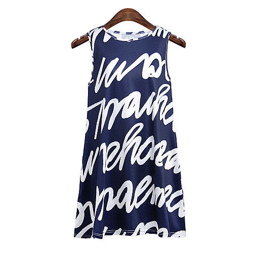 

Women's Tank Top Letter Round Neck Beach Tops Blue