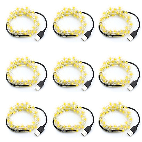 

9pcs 2m 20 LEDs String Lights Warm White White Red Gypsophila LED Lights Outdoor Cuttable New Design USB Powered Garden Courtyard Decoration Lamp