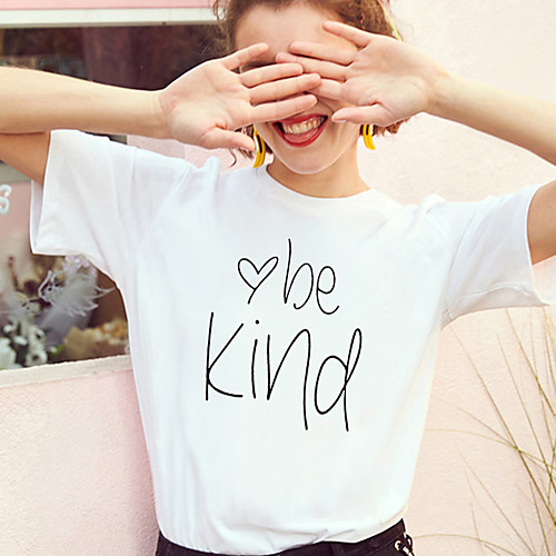 

Women's T shirt Graphic Prints Print Round Neck Basic Tops 100% Cotton White Black Yellow