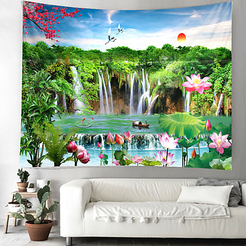 

Beautiful spectacular waterfall landscape tapestries wall hanging hanging cloth decorative cloth cloth in the background