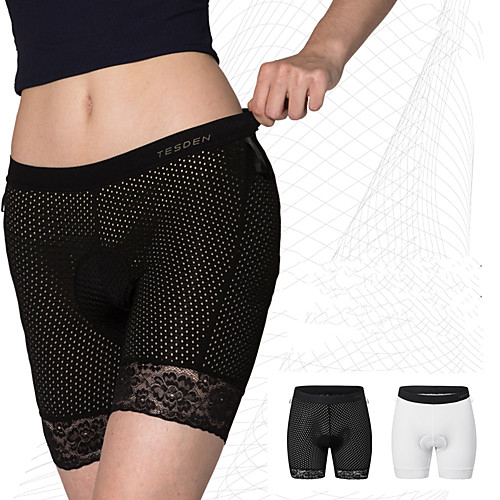 

TESDEN Women's Cycling Under Shorts Cycling Shorts Nylon Spandex Bike Underwear Shorts Padded Shorts / Chamois Bottoms Breathable Quick Dry Sports White / Black Mountain Bike MTB Road Bike Cycling