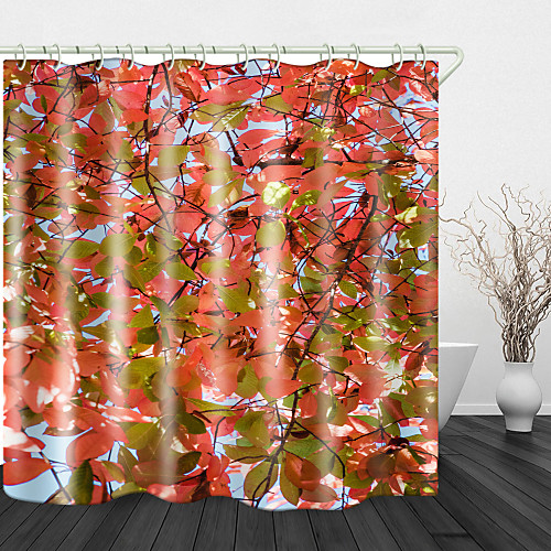 

Autumn Leaves Digital Print Waterproof Fabric Shower Curtain For Bathroom Home Decor Covered Bathtub Curtains Liner Includes With Hooks