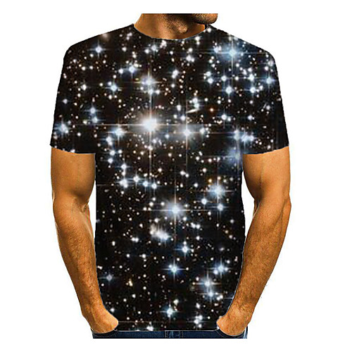 

Men's T shirt Galaxy Graphic Print Short Sleeve Daily Tops Basic Black
