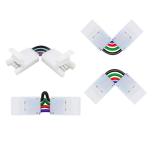 

4pcs L Shape 4-pin Connectors Angle Adjustable(90-180 Degrees) LED Strip Connectors for 10mm Width 5050 RGB LED Strip Lights DC5-36V