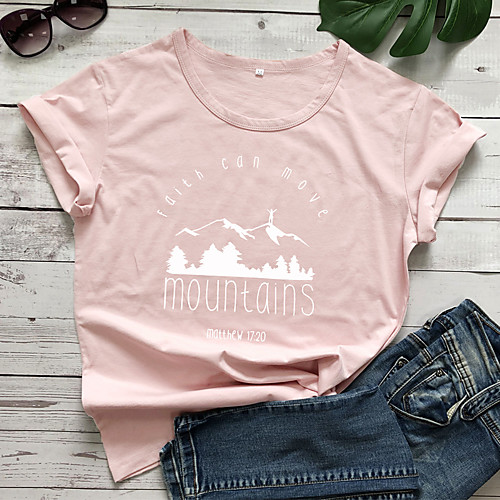 

Women's T shirt Graphic Text Graphic Prints Print Round Neck Basic Tops 100% Cotton White Black Purple