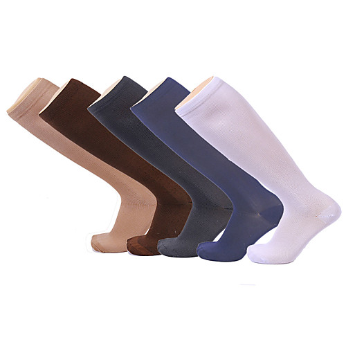 

Men's Hiking Socks 1 Pair Knee high Socks Summer Outdoor Quick Dry Reduces Chafing Stretchy Comfortable Compression Socks Nylon Titanium White Black for