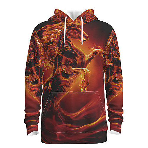 

Men's Pullover Hoodie Sweatshirt Animal Patterned Graphic Hooded Daily 3D Print Basic Hoodies Sweatshirts Orange