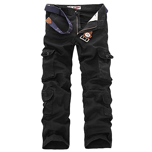 

Basic Men's Outdoor Tactical Cargo Daily Pants Full Length Solid Colored Classic Black Army Green Khaki Brown